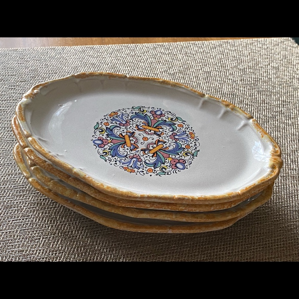 Moma Ceramiche Italian Painted Pottery OVAL DISH PLATE SET OF 4